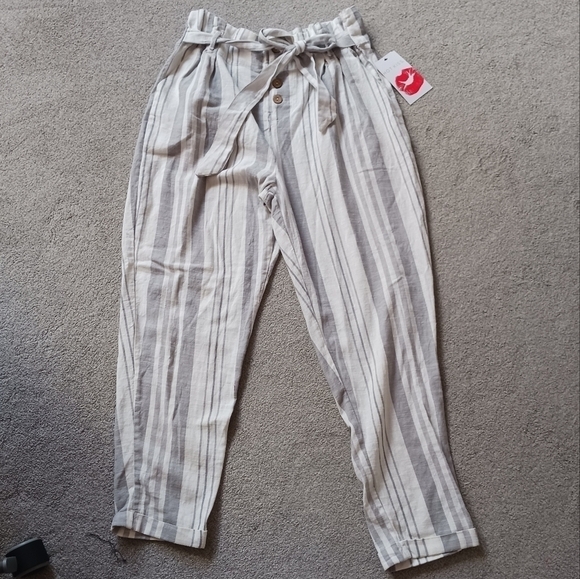Hot Kiss NWT  High Waist Striped Pants - Picture 1 of 5